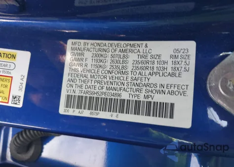 2023 Honda Cr-V Hybrid Sport from USA, damaged, VIN 7FARS6H52PE034896